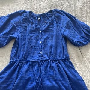 Waist-defined puff sleeve mini poet dress